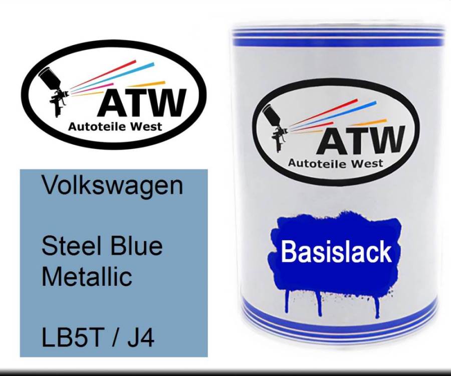 Volkswagen, Steel Blue Metallic, LB5T / J4: 500ml Lackdose, von ATW Autoteile West.